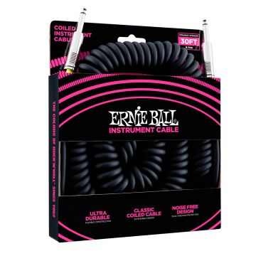 Ernie Ball 6044 Cavo Audio Jack/Jack a spirale Nero - 9 M 